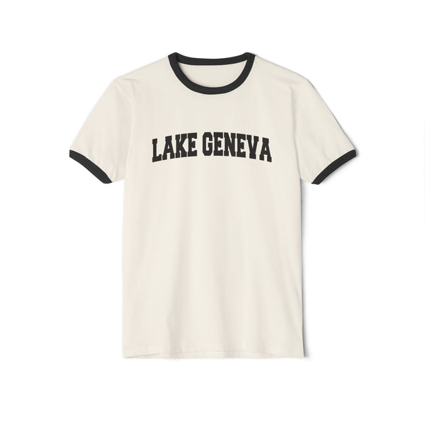 Lake Geneva, Wisconsin Cotton Ringer Graphic Tee - Unisex Lake Geneva T Shirt, Vintage Style Tee, Men's/Women's Tee