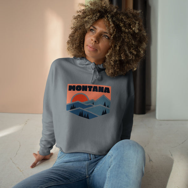 Women's Montana Crop Hoodie - Premium Mountain Crop Montana Sweatshirt