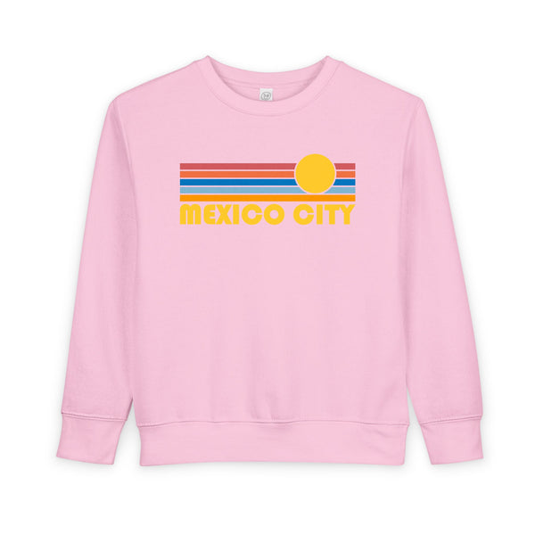 Mexico City, Mexico Toddler Sweatshirt - Retro Sun Mexico City Toddler Crewneck Sweatshirt