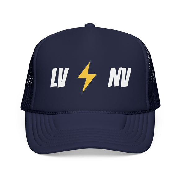 Las Vegas, Nevada Retro Trucker Hat - Lightning Foam Cap - Lightning Black