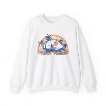 Puerto Vallarta Sweatshirt - Unisex Retro Beach Puerto Vallarta Crewneck Sweatshirt