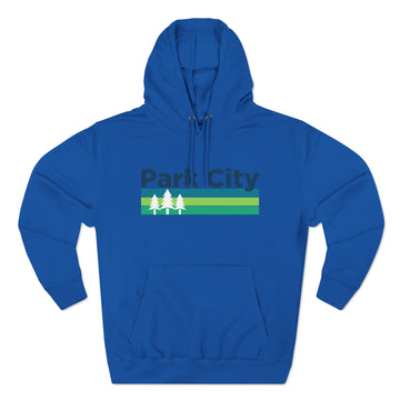 Buy royal-blue Premium Park City, Utah Hoodie - Retro Unisex Park City Sweatshirt - Stripe Wordmark