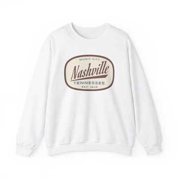 Buy white Nashville, Tennessee Sweatshirt - Unisex Retro Crewneck Nashville Sweatshirt