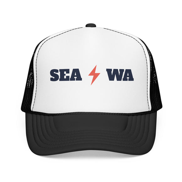 Seattle, Washington Retro Trucker Hat - Lightning Foam Cap