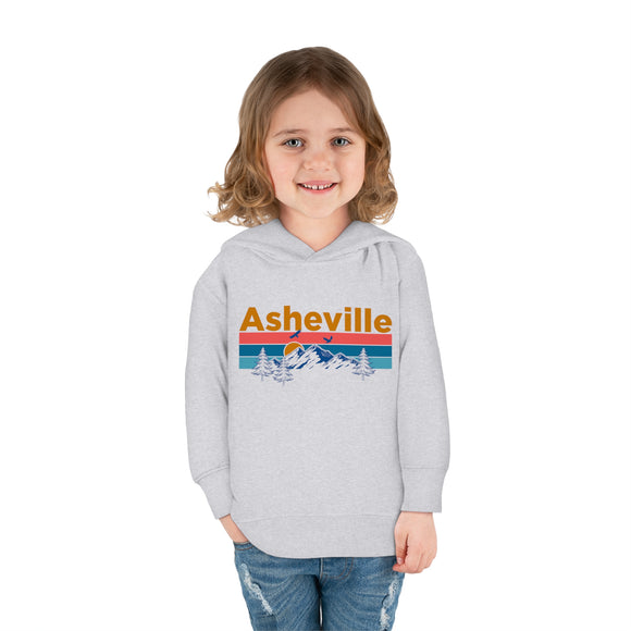 Asheville Toddler Hoodie - Retro Mountain Sun Unisex Asheville Toddler Sweatshirt