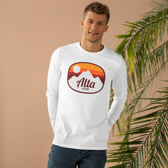 Alta, Utah Mens Base Long-sleeve Tee - Retro Ombre Heavy Weight Long Sleeve T-shirt