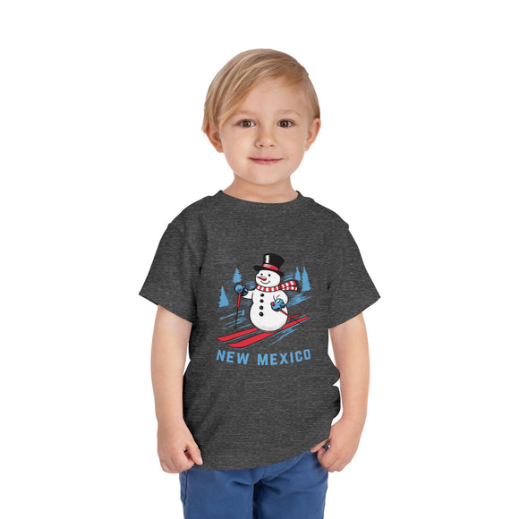 New Mexico Toddler Skiing Snowman Graphic Tee - Kids New Mexico Shirt