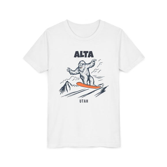 Alta, Utah Yeti Snowboard Youth Tee - Kids Skiing Shirt