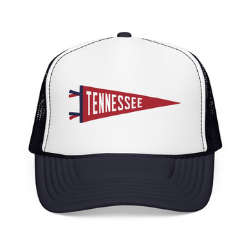 Buy navy-white-navy Tennessee Pennant Trucker Hat — Retro Flag Foam Cap