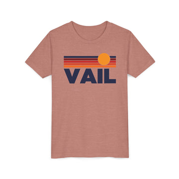 Buy heather-mauve Vail, Colorado Youth T-Shirt — Retro Sun Tee