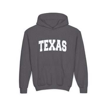 Buy dark-heather Texas Youth Hoodie - Kids Texas Hooded Sweatshirt