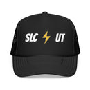 Salt Lake City, Utah Retro Trucker Hat - Lightning Foam Cap - Lightning Black-1