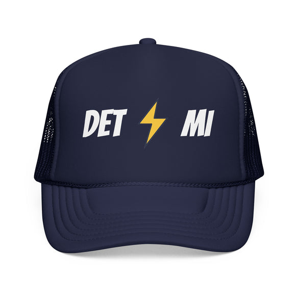 Detroit, Michigan Retro Trucker Hat - Lightning Foam Cap