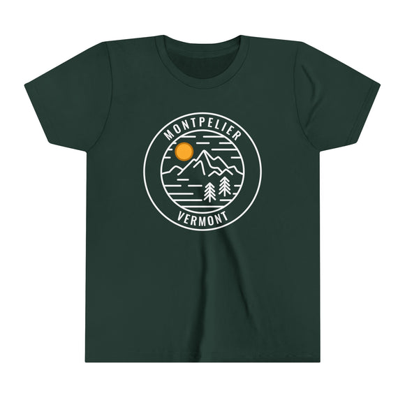 Montpelier, Vermont Youth Shirt - Retro Mountain Montpelier Kid's T-Shirt