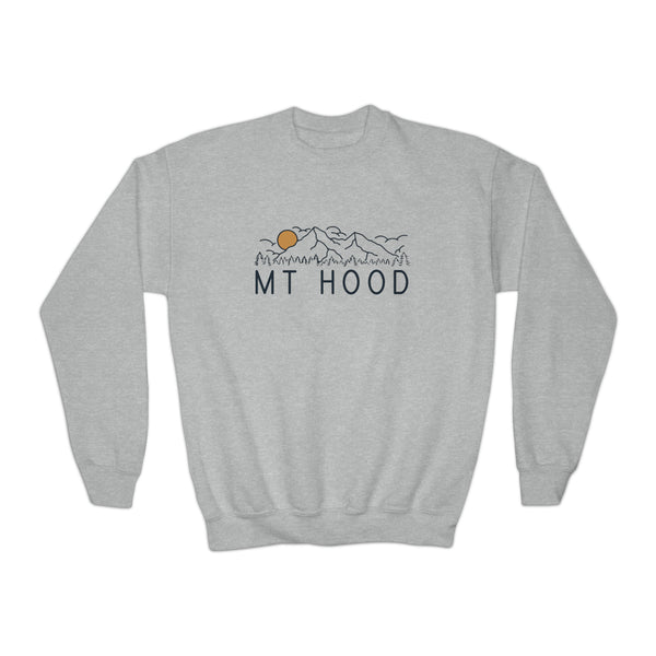 Mt Hood, Oregon Youth Sweatshirt - Unisex Kid's Mt Hood Crewneck Sweatshirt