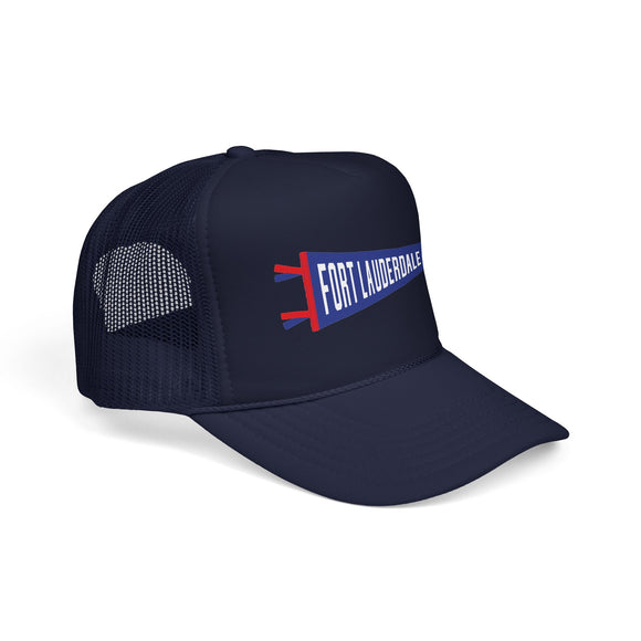 Fort Lauderdale, Florida Pennant Trucker Hat — Retro Flag Foam Cap