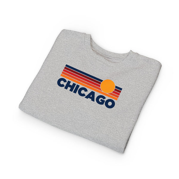 Chicago, Illinois Toddler Sweatshirt - Retro Sun Chicago Toddler Crewneck Sweatshirt