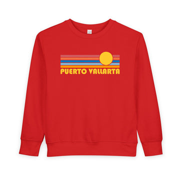 Buy red Puerto Vallarta, Mexico Toddler Sweatshirt - Retro Sun Puerto Vallarta Toddler Crewneck Sweatshirt