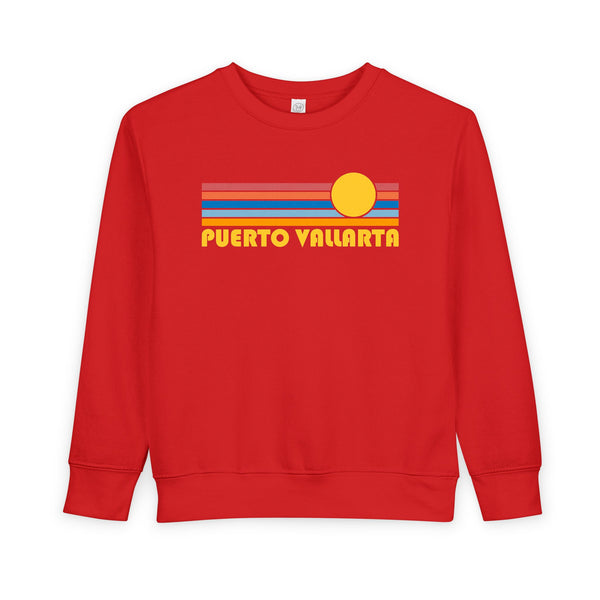 Puerto Vallarta, Mexico Toddler Sweatshirt - Retro Sun Puerto Vallarta Toddler Crewneck Sweatshirt