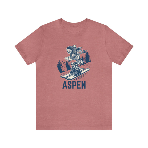 Aspen, Colorado T-Shirt - Skeleton Skier Unisex Aspen Shirt
