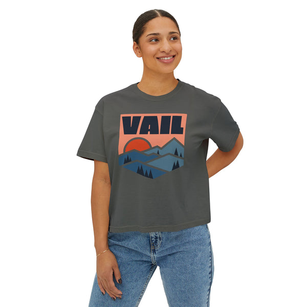 Women's Vail, Colorado Boxy Graphic Tee - Slightly Cropped