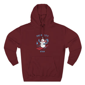 Buy burgundy Premium Park City, Utah Skiing Snowman Hoodie