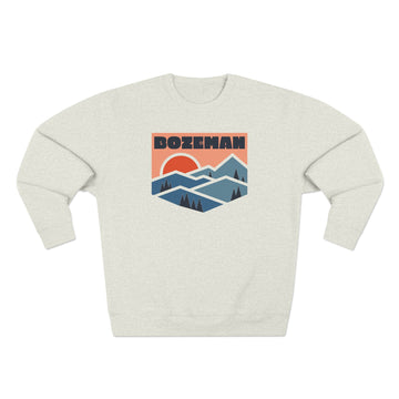Buy oatmeal-heather Premium Bozeman, Montana Mountain Graphic Sweatshirt