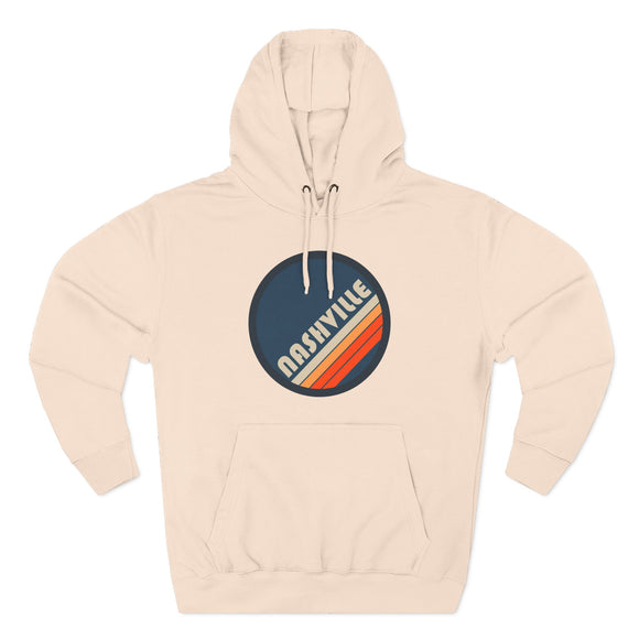 Premium Nashville, Tennessee Retro Circle Hoodie — Vintage 70s Striped Logo Pullover