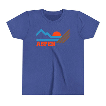 Buy heather-true-royal Aspen, Colorado Youth Graphic Tee - Kids Aspen T Shirt