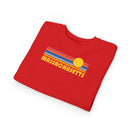 Massachusetts Toddler Sweatshirt - Retro Sun Massachusetts Toddler Crewneck Sweatshirt-23