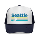 Seattle, Washington Retro Sailboat Trucker Hat-2