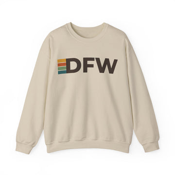 Dallas, Texas DFW Retro Stripe Sweatshirt - 0