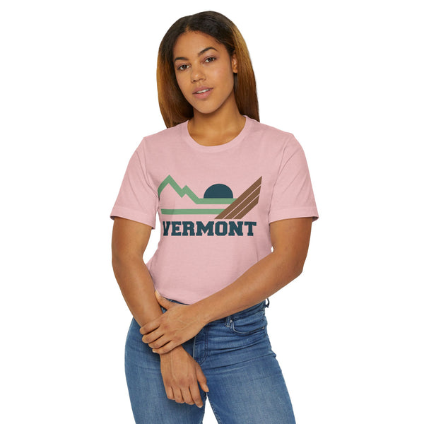 Vermont Retro Mountains Sunset T-Shirt | Vintage Vermont Tee