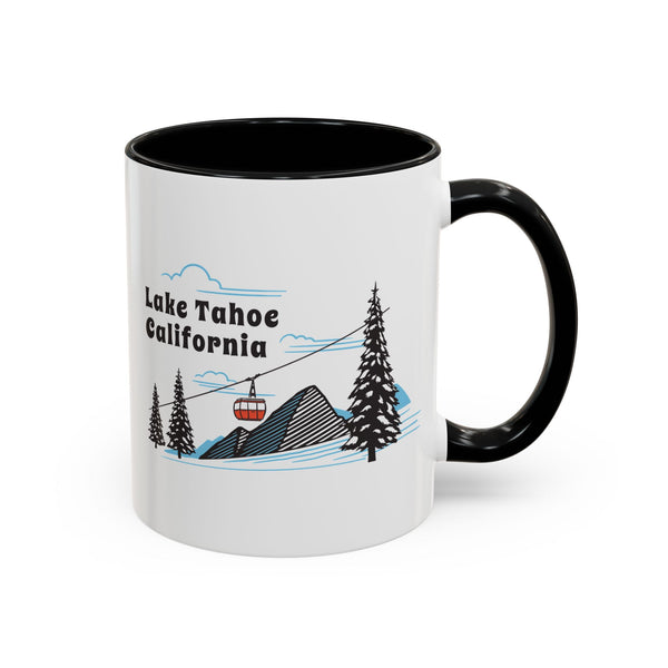 Lake Tahoe, California Retro Snow Skiing Mountain 11 oz Mug, Ski Lodge Decor Coffee Cup, Mountain Gondola  Lover Gift, Retro Skiing Mug