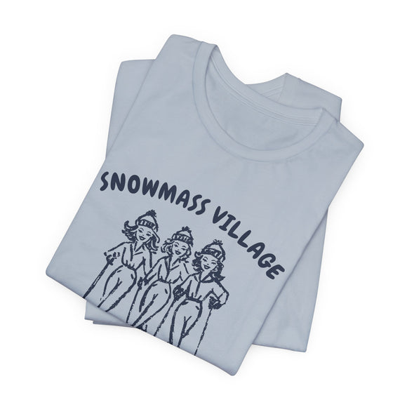 Snowmass Village, Colorado Ski Babes T‑Shirt — Retro Skiing Graphic Tee