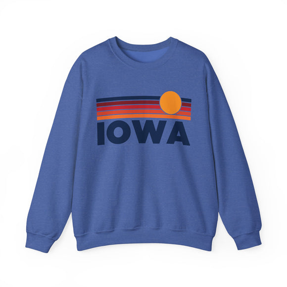 Iowa Sweatshirt Retro Sun Unisex - Vintage Iowa Inspired Warm Pullover Jumper