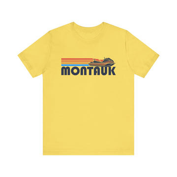 Buy maize-yellow Montauk, New York T Shirt - Retro Jetski PWC Graphic Tee
