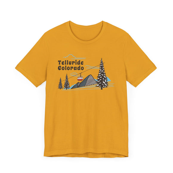 Telluride, Colorado T-Shirt - Retro Ski Mountain Gondola Unisex Telluride Shirt