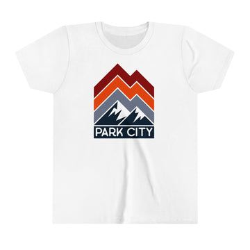 Park City, Utah Youth Shirt - Retro Mountain Park City Kid's T-Shirt - Chevron Peaks - 0