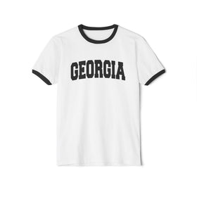 Buy white-black Georgia Cotton Ringer Graphic Tee - Unisex Georgia T Shirt, Vintage Style Tee, Men's/Women's Tee