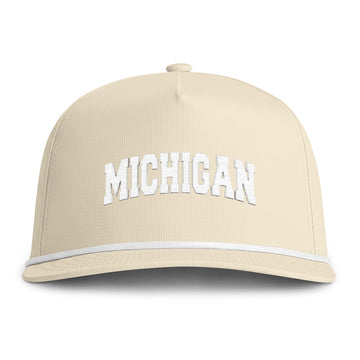 Buy ivory Michigan Embroidered Rope Hat - Vintage Sunwashed Rope Cap, Comfort Colors