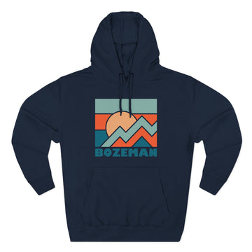 Buy navy Bozeman, Montana Hoodie - Retro Mountain Unisex Sweatshirt