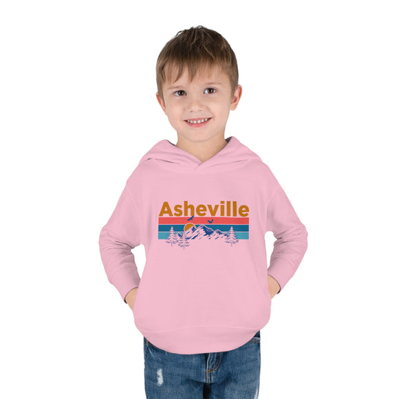 Asheville Toddler Hoodie - Retro Mountain Sun Unisex Asheville Toddler Sweatshirt