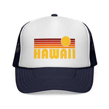 Buy dark-navy Hawaii Retro Sun Trucker Hat - Vintage Style Hawaii Cap