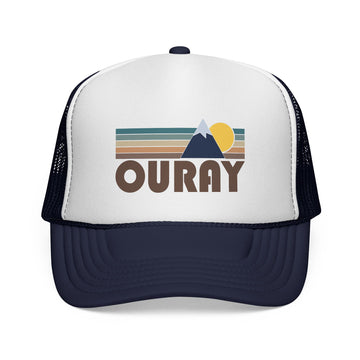 Buy dark-navy Ouray, Colorado Retro Mountains Trucker Hat - Vintage Style Ouray Cap
