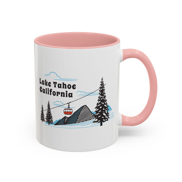 Lake Tahoe, California Retro Snow Skiing Mountain 11 oz Mug, Ski Lodge Decor Coffee Cup, Mountain Gondola  Lover Gift, Retro Skiing Mug