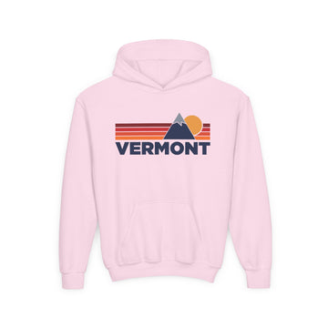 Buy light-pink Vermont Youth Hoodie Retro Mountain, Kids Pullover, Vintage Style Vermont Sweatshirt