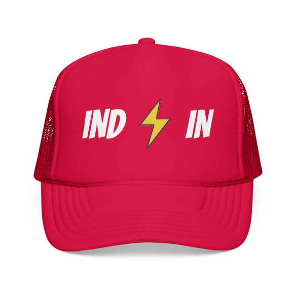 Indianapolis, Indiana Retro Trucker Hat - Lightning Foam Cap - Lightning Black