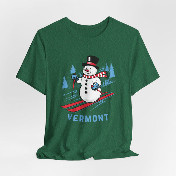 Vermont T Shirt - Ski Snowman Graphic Vermont Tee