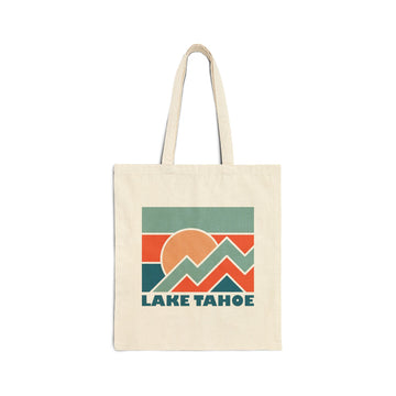 Lake Tahoe, California Cotton Canvas Lake Tahoe Tote Bag - Sunset Square